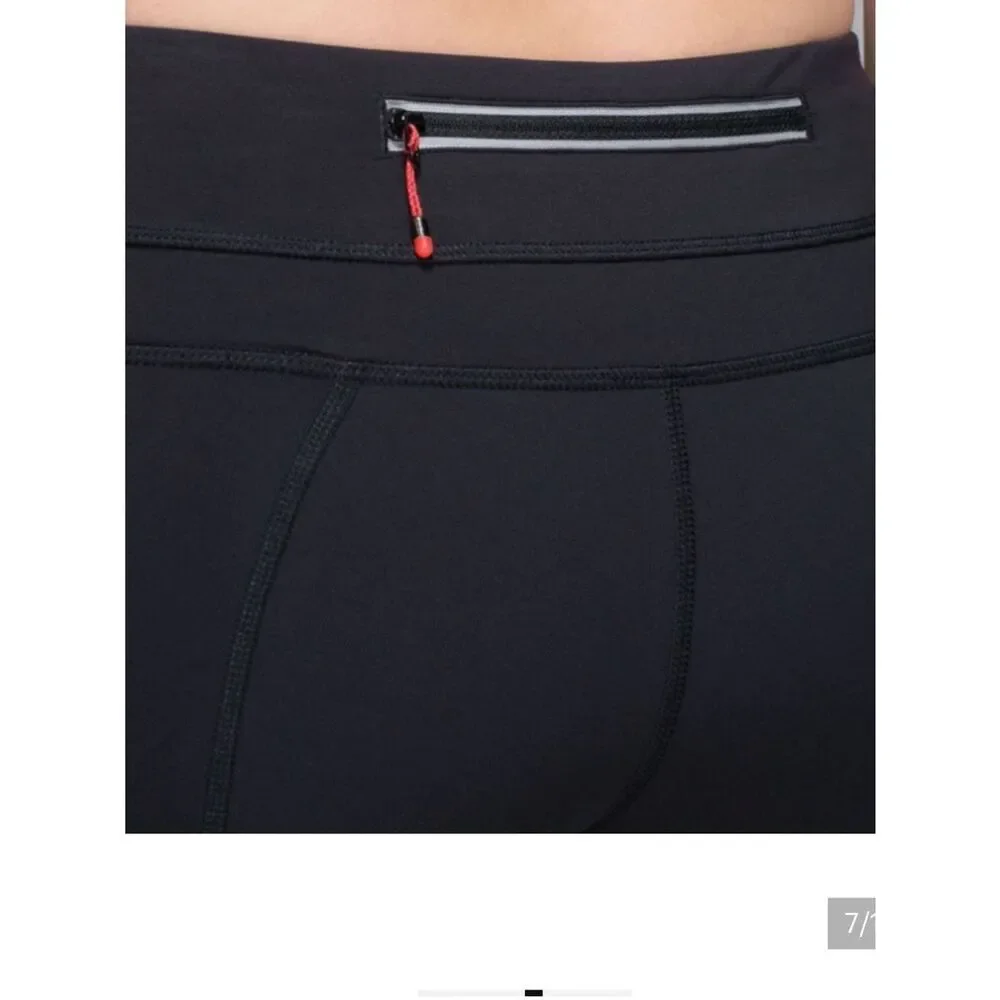 Lululemon Run Inspire Crop Legging Black Womens 8 FLAW